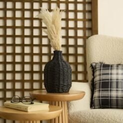 Alternative view of Karaca Home Boho Style Black Wicker Vase, 153.09.01.7034