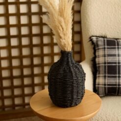 Karaca Home Boho Style Black Wicker Vase, 153.09.01.7034