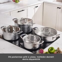 Karaca Powersteel 316+ Enzo 8-Piece Stainless Steel Cookware Set | 3-Ply Induction Base, 153.09.01.7203