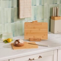 Karaca Arel 4-Piece Bamboo Cutting Board Set | With Storage Holder, 153.09.01.7595