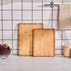 Karaca Lawn 2-Piece Bamboo Cutting Board Set | Natural Kitchen Boards, 153.09.01.7596