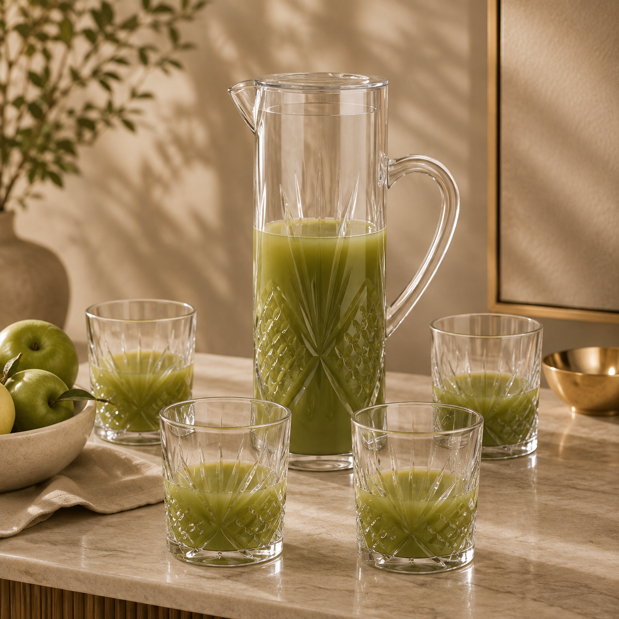 Karaca Foret 5-Piece Transparent Acrylic Unbreakable Pitcher Set – 1.5 L , 153.09.01.8539 1 Karaca Foret 5-Piece Transparent Acrylic Unbreakable Pitcher Set – 1.5 L , 153.09.01.8539