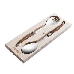 Karaca Rustic 2-Piece Serving Set 25.5 cm | Wooden Handle Salad and Pasta Servers, 153.09.01.9357