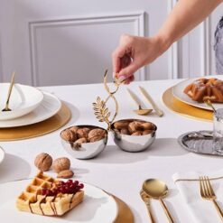 Alternative view of Karaca New Year Carmenta Set of 2 Snack Bowls - Silver/Gold Accent, 153.09.01.9470