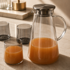 Alternative view of Karaca Serene 7-Piece Anthracite Glass Drinkware Set for 6 People – 1.8 L Carafe, 153.09.01.9484
