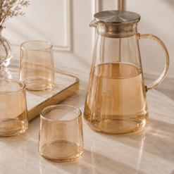 Alternative view of Karaca Serene 7-Piece Amber Glass Drinkware Set for 6 People – 1.8 L Carafe, 153.09.01.9485