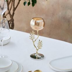 Karaca Home New Year Carmenta Glass Candle Holder 26 cm - Silver/Gold, 153.09.01.9496