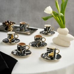 Karaca Tales 6-Piece Coffee Cup Set 90 ml | Bone Porcelain Espresso Set, 153.09.01.9514