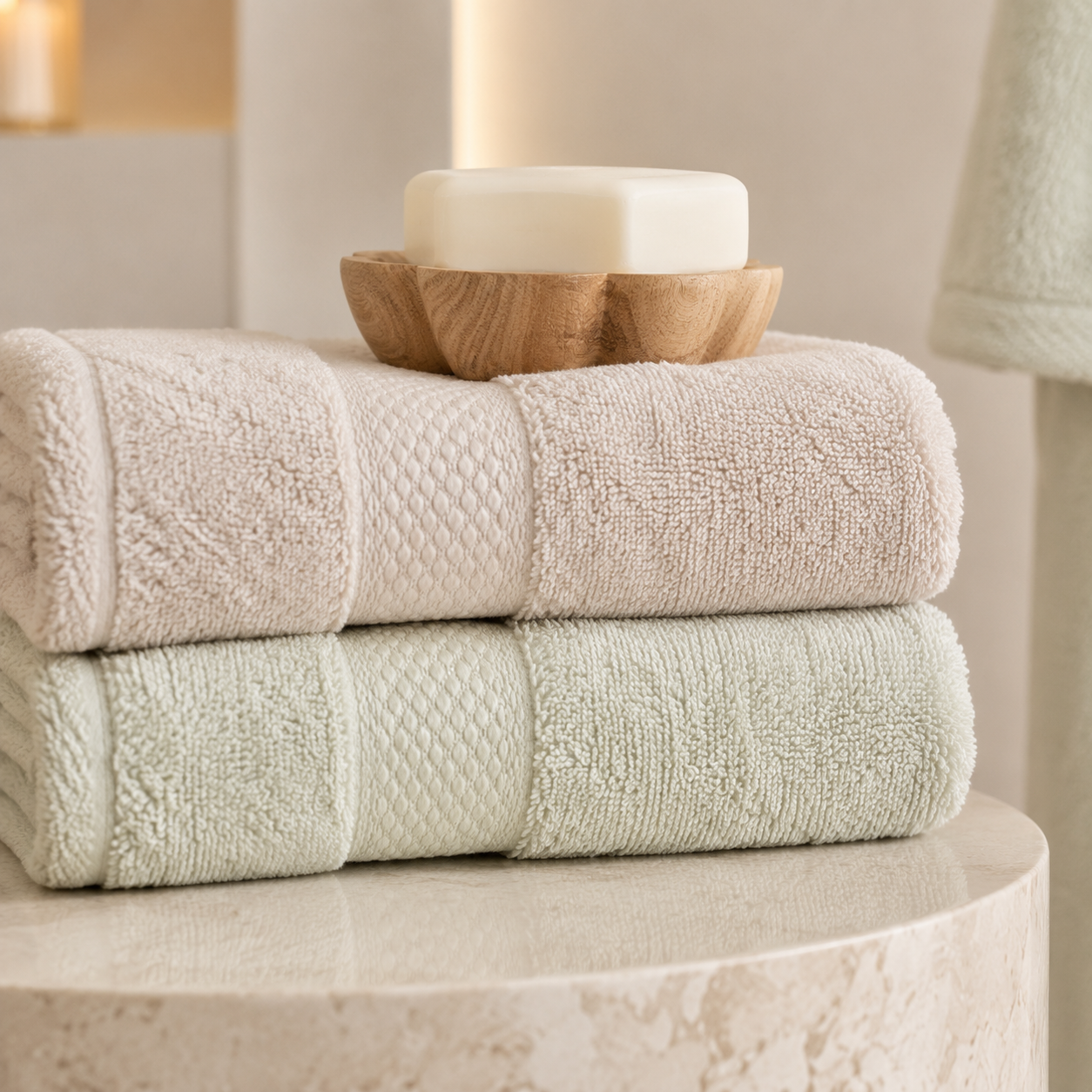 Karaca Sarah Anderson Alven 4-Piece Family Bath Set – Green/Beige, 160.22.08.0061 3 Karaca Sarah Anderson Alven 4-Piece Family Bath Set – Green/Beige, 160.22.08.0061 - Image 3