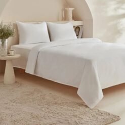 Karaca Home Vinas 80 Thread Count Cotton White Double Duvet Cover Set - Satin Trim, 200.22.02.0093