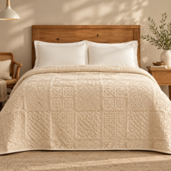 Karaca Home Blair Double Embossed Blanket 200 × 220 cm – Beige, 200.22.05.0159