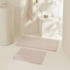 Karaca Home Plaid Embossed 2-Piece Bath Mat Set - Powder | Soft Absorbent Bathroom Rugs, 200.22.05.0261