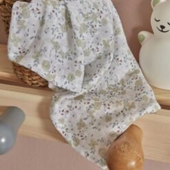 Karaca Home Little Flowers 2-Piece Baby 100% Cotton Muslin Set 65x65 cm - Green/White, 200.22.11.0090