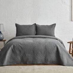 Karaca Home Sonnia Anthracite Double Bedspread Set 250x260 cm - 2 Pillowcases Included, 200.22.11.0232