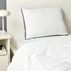 Karaca Home Air-Conditioned Quilted Pillow Protector 50x70 cm - White and Blue Frame Design, 200.22.14.0275