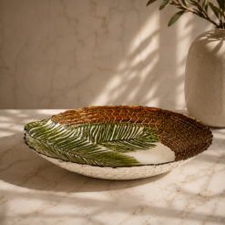 Alternative view of Karaca Home Hawaii Glass Decorative Plate 33 cm – Palm Leaf Design, 300.22.02.0434