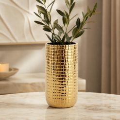 Karaca Home Lesley Gold Cylindrical Decorative Vase, 300.23.01.0538