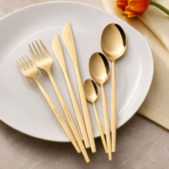 Alternative view of Karaca Camille 84-Piece Cutlery Set for 12 People – Gold, 8683650406358