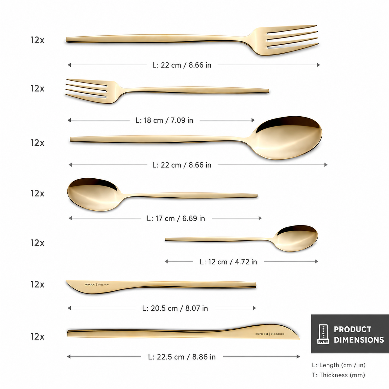 Karaca Camille 84-Piece Cutlery Set for 12 People – Gold, 8683650406358 6 Karaca Camille 84-Piece Cutlery Set for 12 People – Gold, 8683650406358 - Image 6