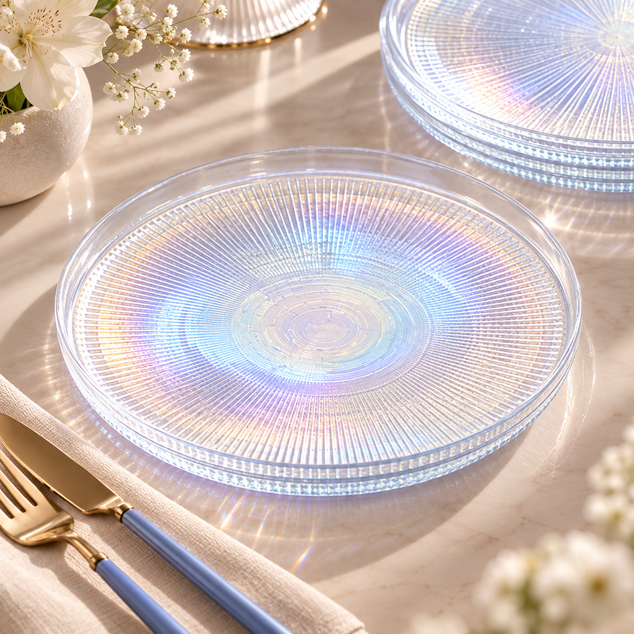 Karaca New Estela 6-Piece Cake Set 21 cm | Luster Glass Dessert Plates, 153.09.01.5868 2 Karaca New Estela 6-Piece Cake Set 21 cm | Luster Glass Dessert Plates, 153.09.01.5868 - Image 2