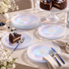 Karaca New Estela 6-Piece Cake Set 21 cm | Luster Glass Dessert Plates, 153.09.01.5868