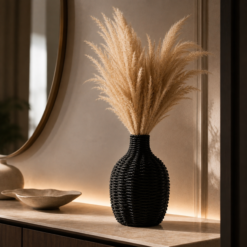 Karaca Home Boho Style Black Wicker Vase, 153.09.01.7034