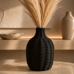 Alternative view of Karaca Home Boho Style Black Wicker Vase, 153.09.01.7034