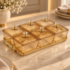Karaca Maria 6-Piece Decorative Serving Bowls Set with Lids and Tray - Amber, 8683650346791