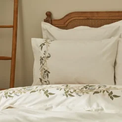 Alternative view of Karaca Home Nancy 100% Cotton Embroidered Double Duvet Cover Set – White & Green Floral Elegance, 200.22.01.0092