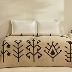 Karaca Home Sara Double Cotton Blanket 200x200 cm - Black/Beige, 8680214361702