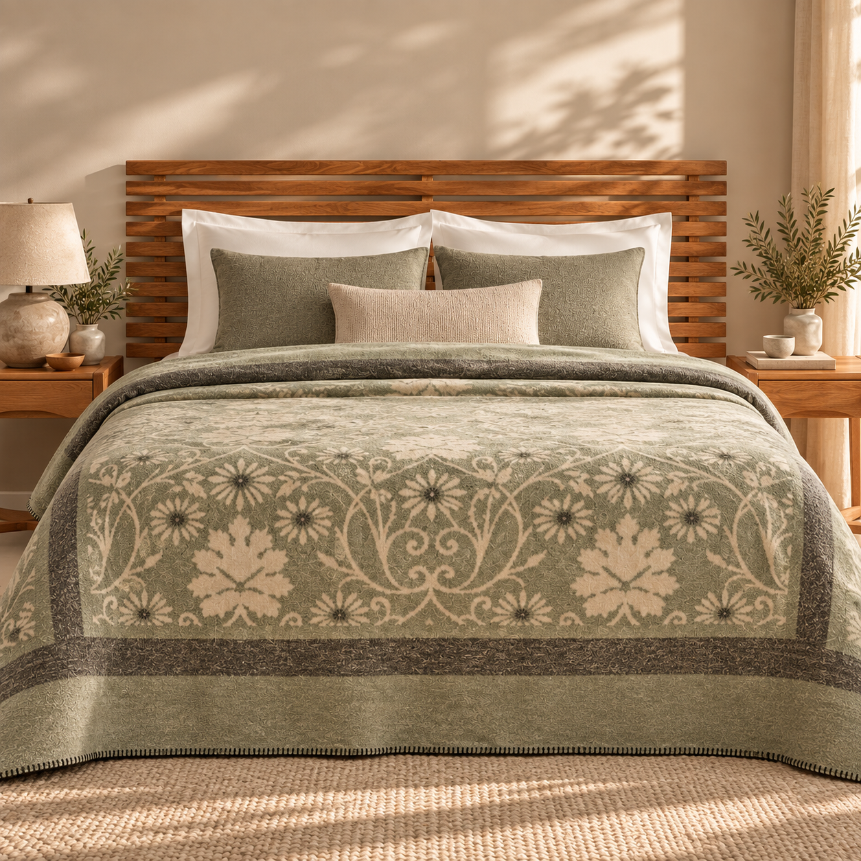 Karaca Home Flara Double Cotton Blanket 200 × 220 cm – Green, 8680214361740 4 Karaca Home Flara Double Cotton Blanket 200 × 220 cm – Green, 8680214361740 - Image 4