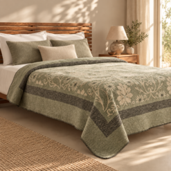 Karaca Home Flara Double Cotton Blanket 200 × 220 cm – Green, 8680214361740