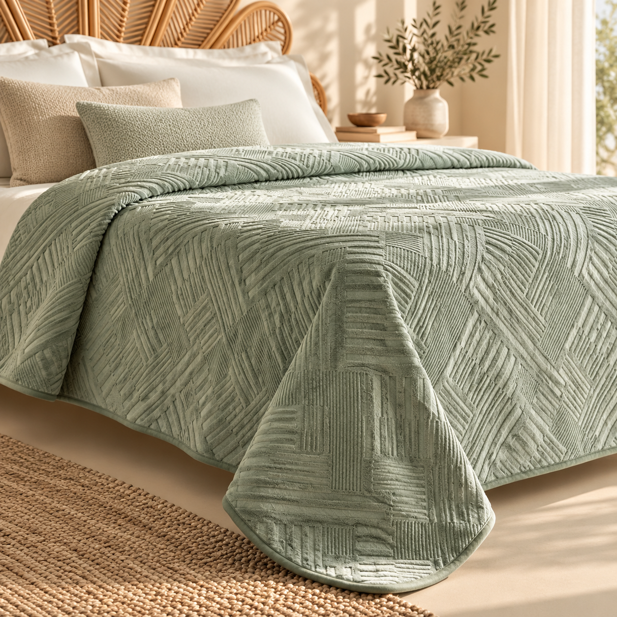 Karaca Home Rita Double Embossed Blanket 200 × 220 cm – Green, 8680214362426 3 Karaca Home Rita Double Embossed Blanket 200 × 220 cm – Green, 8680214362426 - Image 3