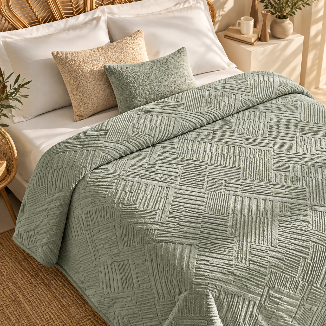 Karaca Home Rita Double Embossed Blanket 200 × 220 cm – Green, 8680214362426 2 Karaca Home Rita Double Embossed Blanket 200 × 220 cm – Green, 8680214362426 - Image 2