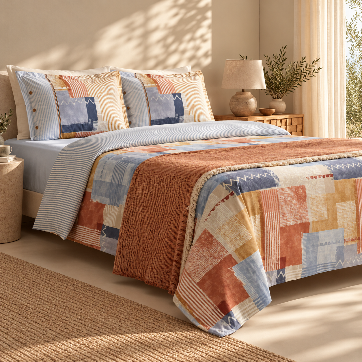 Karaca Home Simon 100% Cotton Double Duvet Cover Set with Blanket 200 × 220 cm, 8680214363539 4 Karaca Home Simon 100% Cotton Double Duvet Cover Set with Blanket 200 × 220 cm, 8680214363539 - Image 4