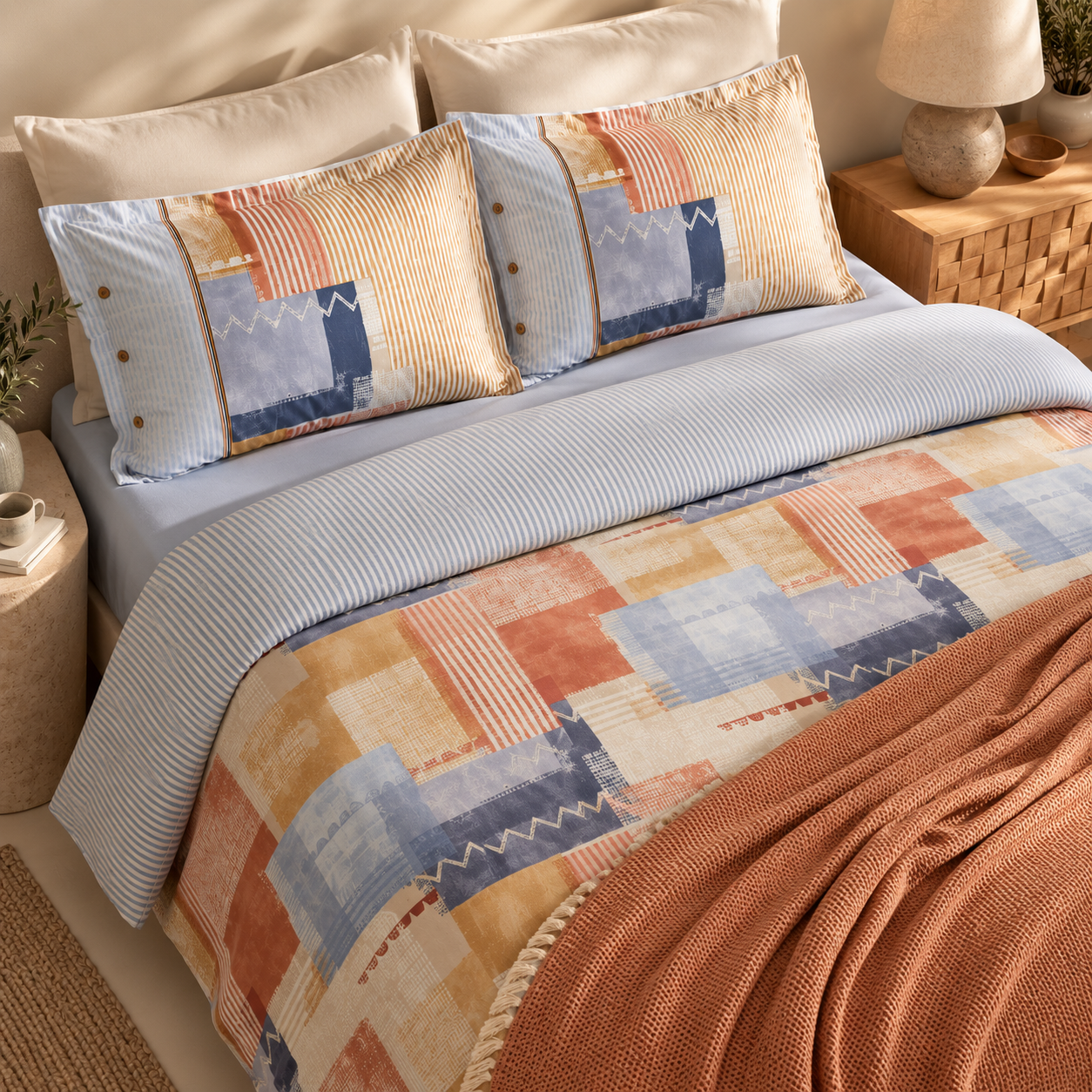 Karaca Home Simon 100% Cotton Double Duvet Cover Set with Blanket 200 × 220 cm, 8680214363539 3 Karaca Home Simon 100% Cotton Double Duvet Cover Set with Blanket 200 × 220 cm, 8680214363539 - Image 3