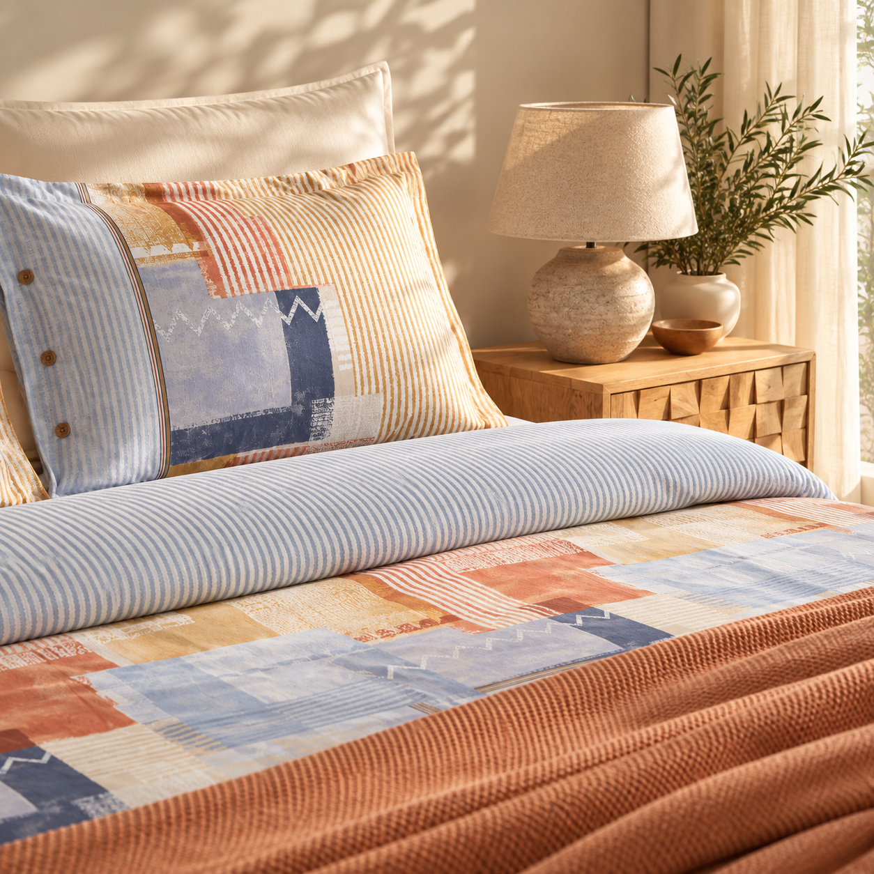 Karaca Home Simon 100% Cotton Double Duvet Cover Set with Blanket 200 × 220 cm, 8680214363539 2 Karaca Home Simon 100% Cotton Double Duvet Cover Set with Blanket 200 × 220 cm, 8680214363539 - Image 2