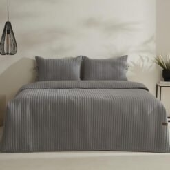 Karaca Home Elie Grey Double Bedspread Set 230x240 cm - 2 Pillowcases Included, 8680214364253