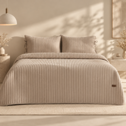 Karaca Home Elie Beige Double Bedspread Set 230 × 240 cm – 2 Pillowcases Included, 8680214364260