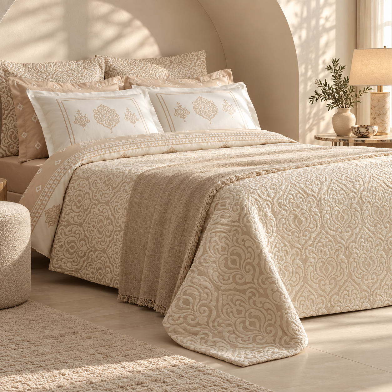 Karaca Home Helen 8-Piece Bridal Bedding Set – Beige, 8680214373385 2 Karaca Home Helen 8-Piece Bridal Bedding Set – Beige, 8680214373385 - Image 2