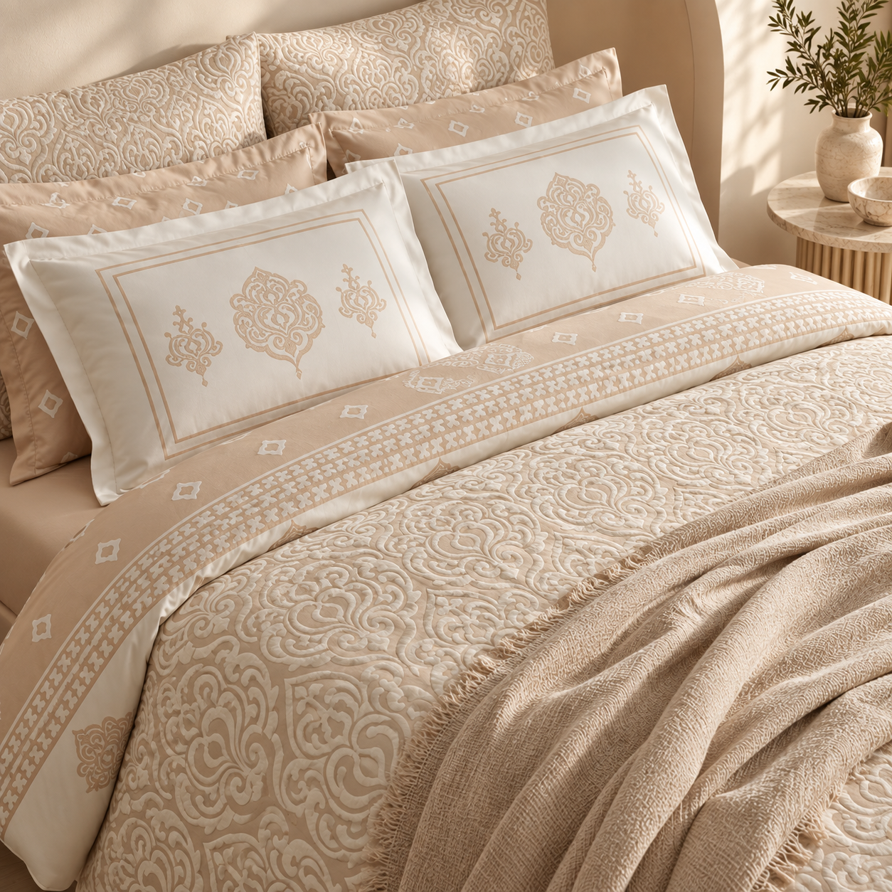Karaca Home Helen 8-Piece Bridal Bedding Set – Beige, 8680214373385 3 Karaca Home Helen 8-Piece Bridal Bedding Set – Beige, 8680214373385 - Image 3
