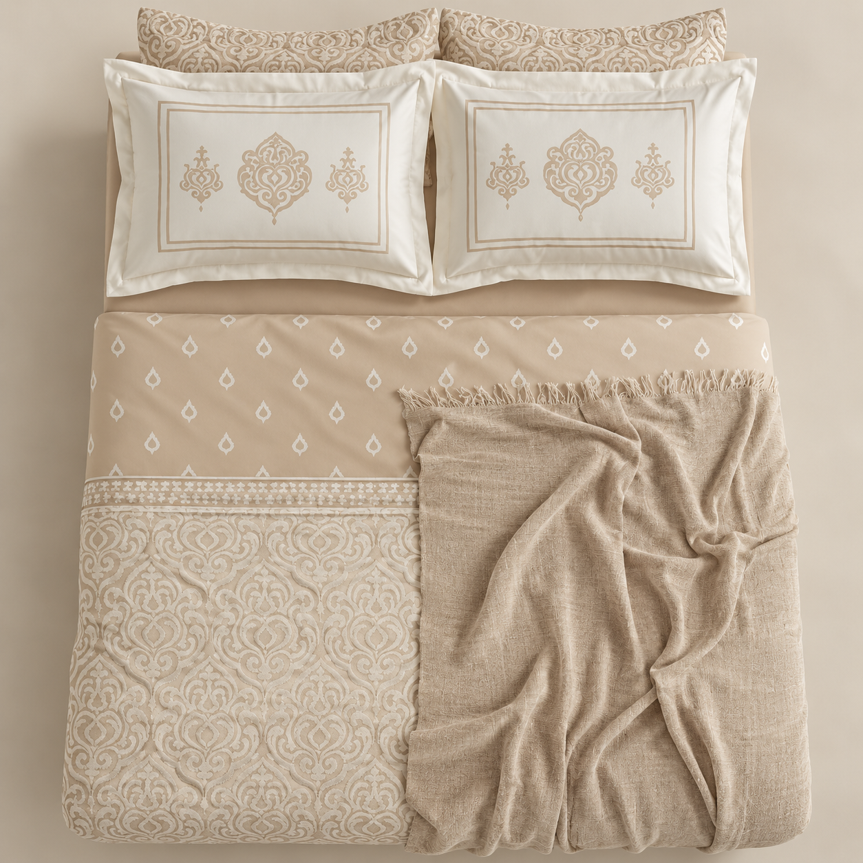 Karaca Home Helen 8-Piece Bridal Bedding Set – Beige, 8680214373385 9 Karaca Home Helen 8-Piece Bridal Bedding Set – Beige, 8680214373385 - Image 9