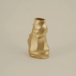 Alternative view of Karaca Home Lana Gold Vase - 20 cm | Textured Geometric Decorative Vase, 8680214387498