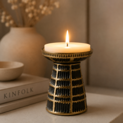 Karaca Home Felicie Candle Holder 12 cm - Black/Gold, 8680214387566