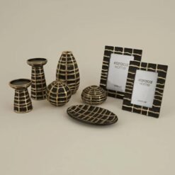 Karaca Home Felicie Candle Holder 12 cm - Black/Gold, 8680214387566