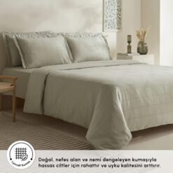 Alternative view of Karaca Home Royale 100% Cotton and Lyocell Double Duvet Cover Set 200x220 cm - Sage, 8680214391440