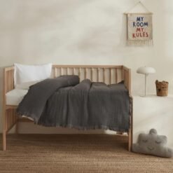 Karaca Home Lily 100% Cotton Baby Blanket 80x130 cm - Grey, 8680214393376