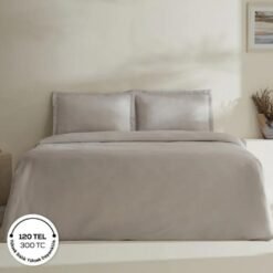 Karaca Home Jemma 120 Thread Count 100% Cotton Satin Double Duvet Cover Set 200x220 cm - Grey, 8680214397367