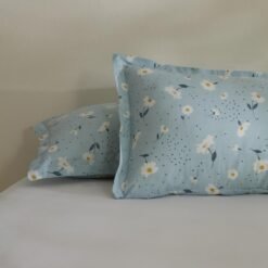 Karaca Home Daisy 2-Piece Cotton Pillowcase Set 50x70 cm - Blue/White Floral Print, 8680214400562