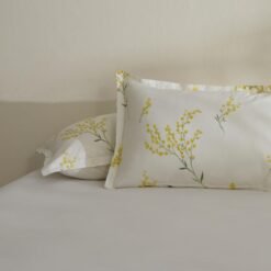 Karaca Home Loretta 2-Piece Cotton Pillowcase Set 50x70 cm - White/Yellow Floral Print, 8680214400685
